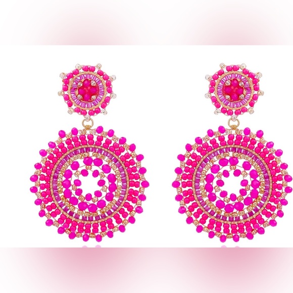 Pink Beaded Earrings - Picture 2 of 3